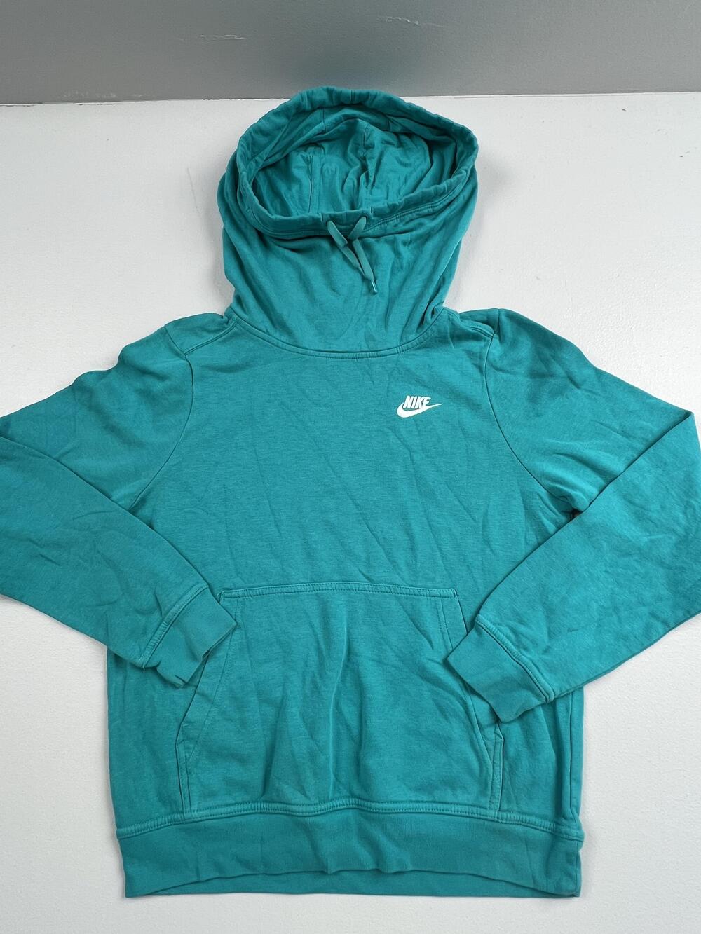 Nike Hoodie Womens Small Green Pullover Fleece Swoosh Logo Kangaroo Pocket